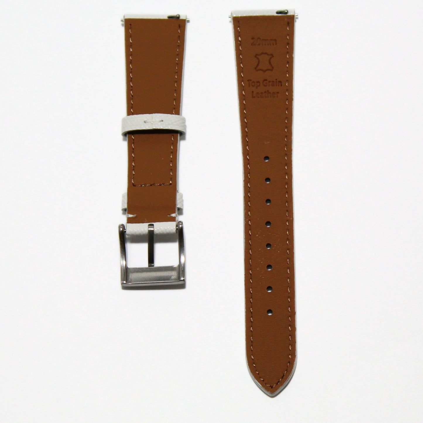 TSL Henley Saffiano Leather Watch Strap in White back view