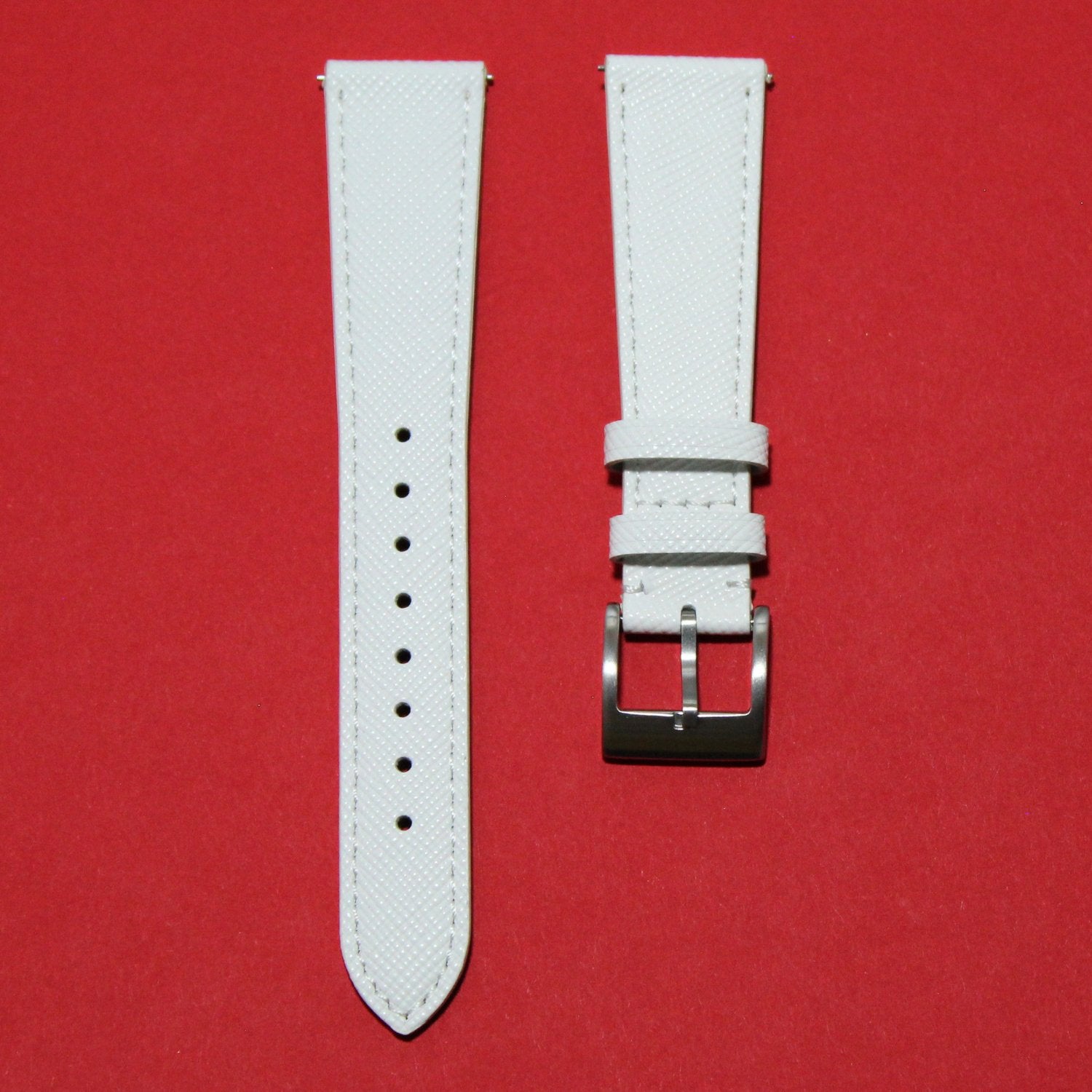 TSL Henley Saffiano Leather Watch Strap in White front view