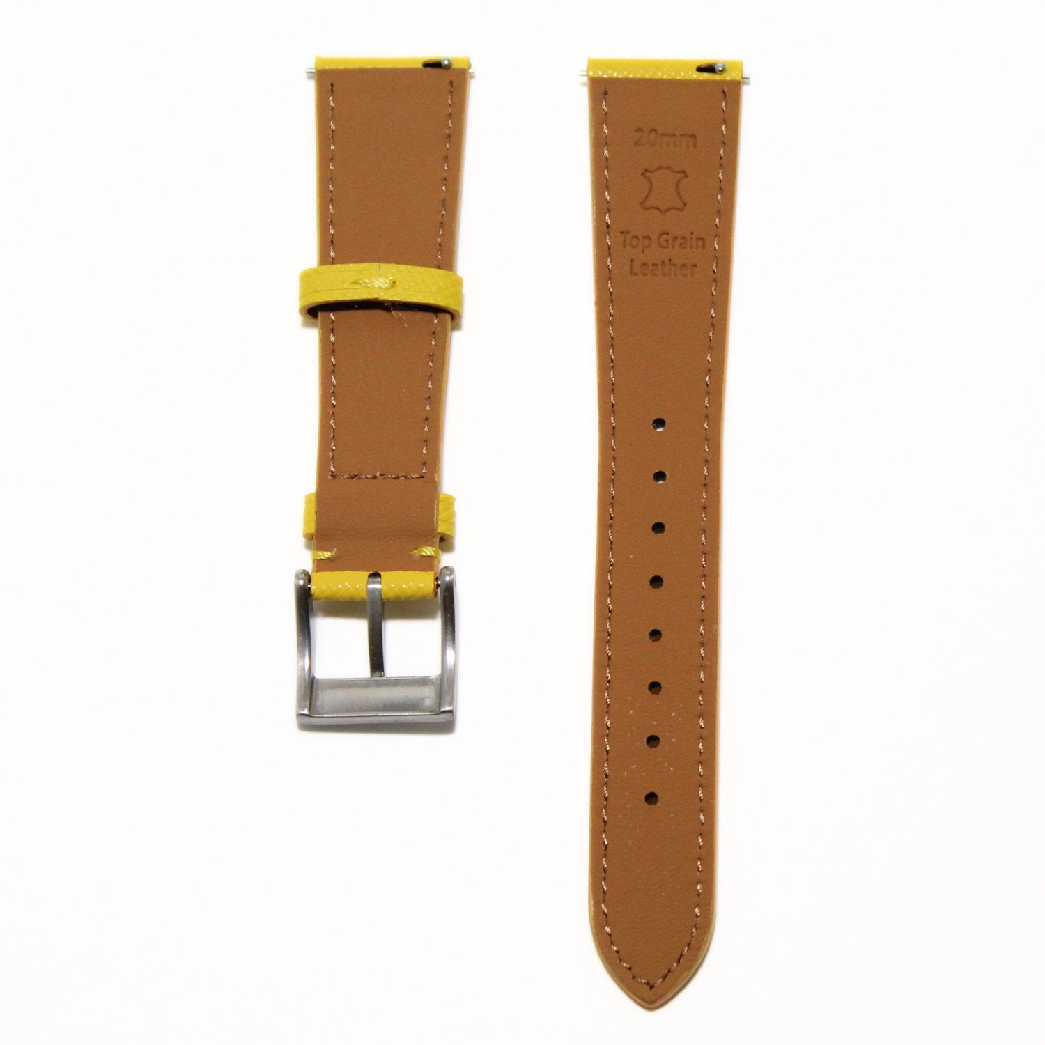 TSL Henley Saffiano Leather Watch Strap in Yellow back view