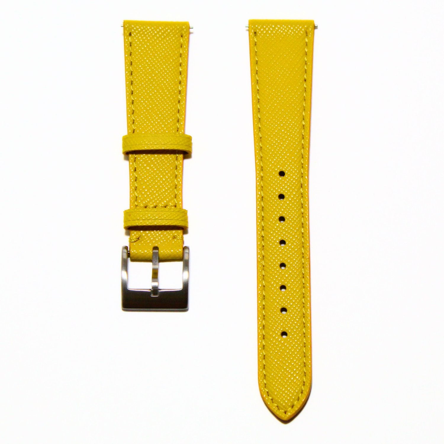 TSL Henley Saffiano Leather Watch Strap in Yellow front view