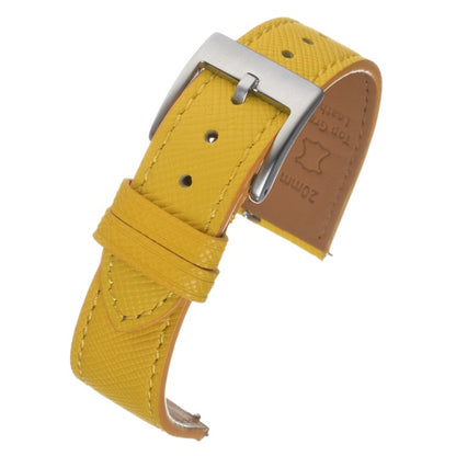 TSL Henley Saffiano Leather Watch Strap in Yellow