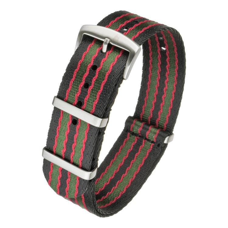 Premium Seatbelt Military Nylon Watch Strap in Black/Green/Red