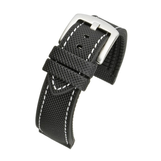 TSL Triton Premium Hybrid Rubber Watch Strap in Black/White