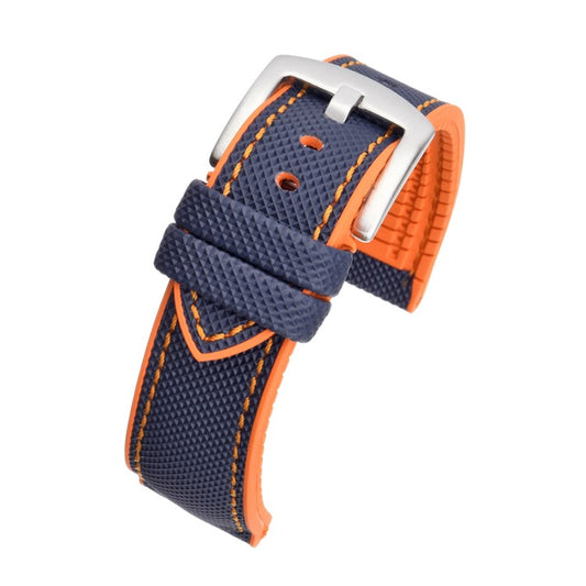 TSL Triton Premium Hybrid Rubber Watch Strap in Navy/Orange