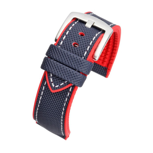 TSL Triton Premium Hybrid Rubber Watch Strap in Navy/Red