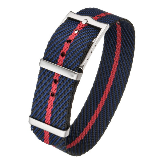 Premium Woven Nylon Tudor Watch Strap in Blue/Black/Red