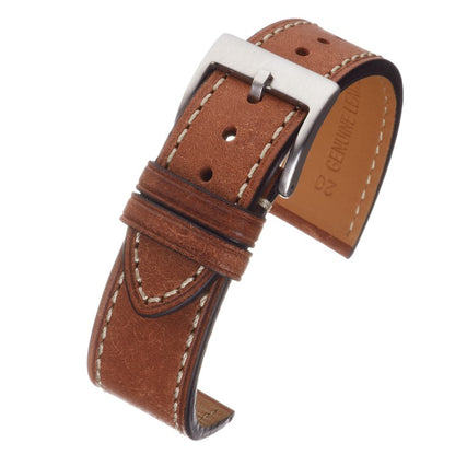 The Tuscan - Italian Pueblo Leather Watch Strap in Brown - Contrasting Stitch