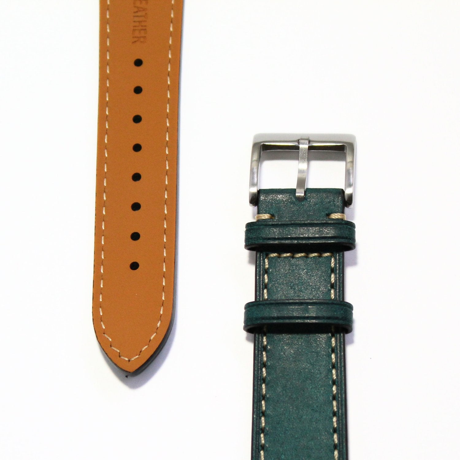 The Tuscan - Italian Pueblo Leather Watch Strap in Blue closeup view