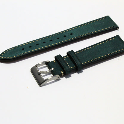 The Tuscan - Italian Pueblo Leather Watch Strap in Blue oblique view