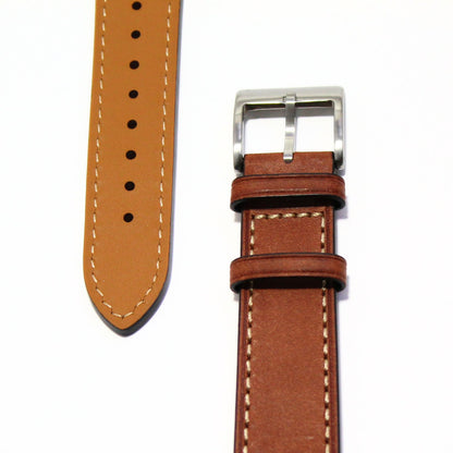 The Tuscan - Italian Pueblo Leather Watch Strap in Brown closeup view