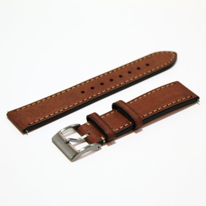 The Tuscan - Italian Pueblo Leather Watch Strap in Brown oblique view