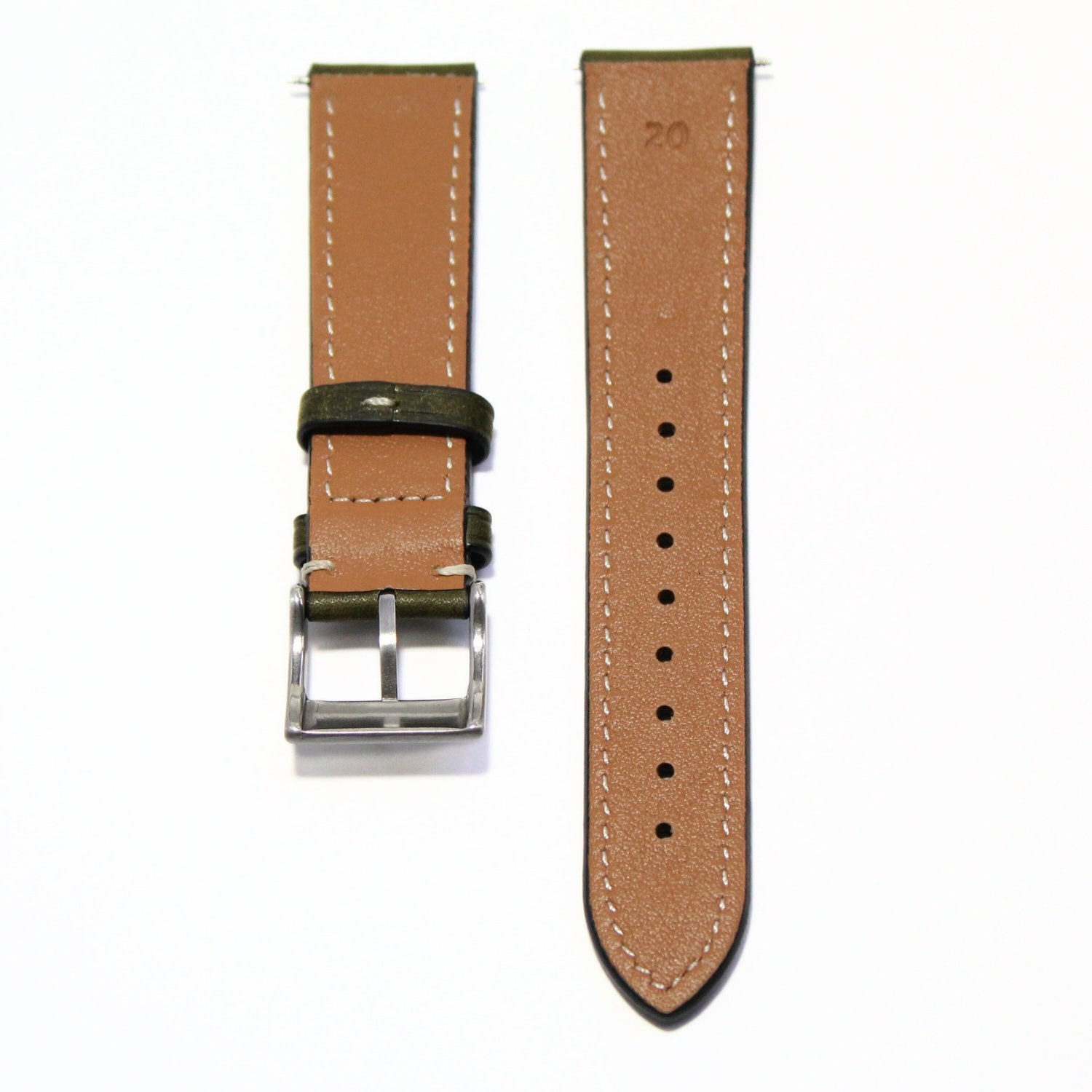 The Tuscan - Italian Pueblo Leather Watch Strap in Green back view