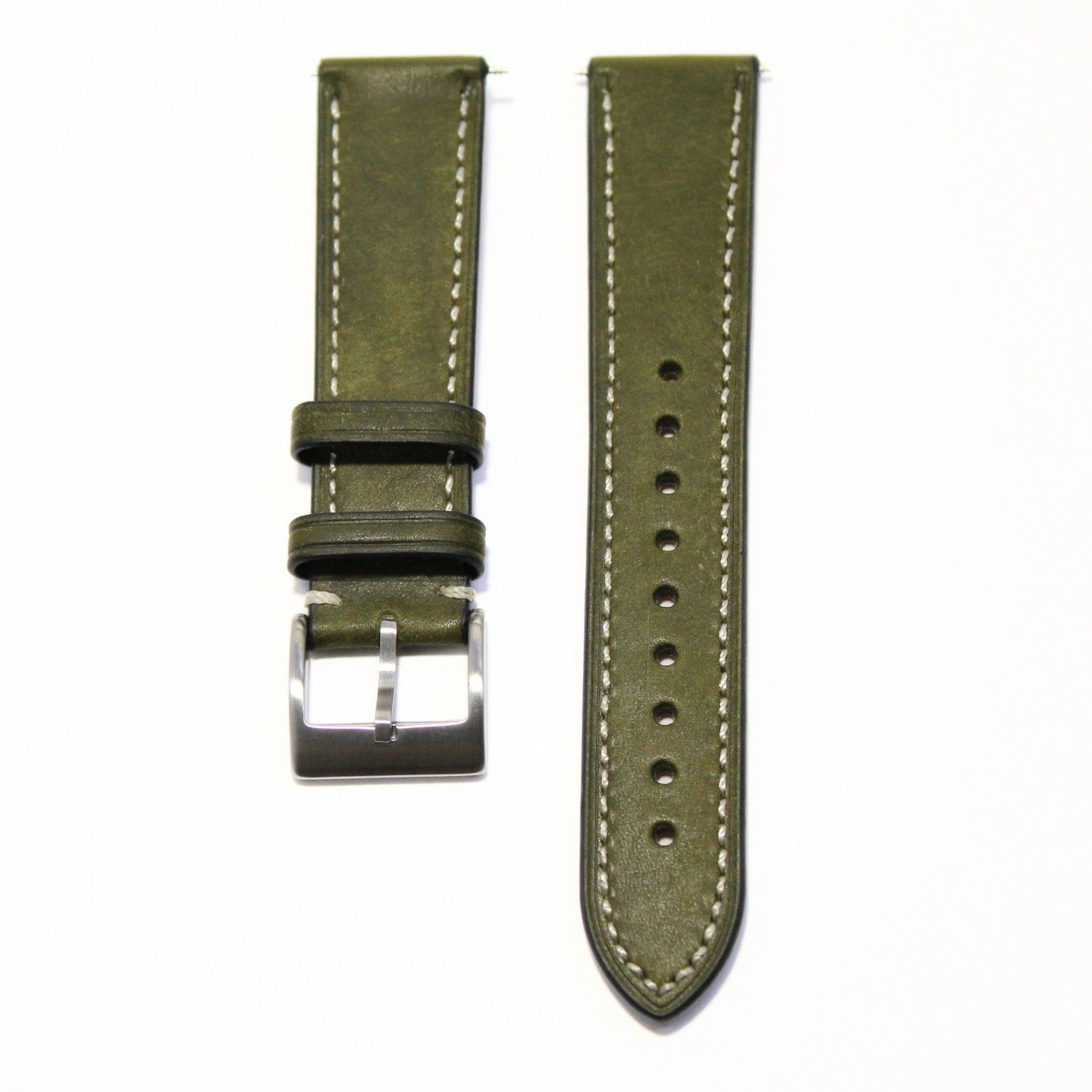 The Tuscan - Italian Pueblo Leather Watch Strap in Green front view