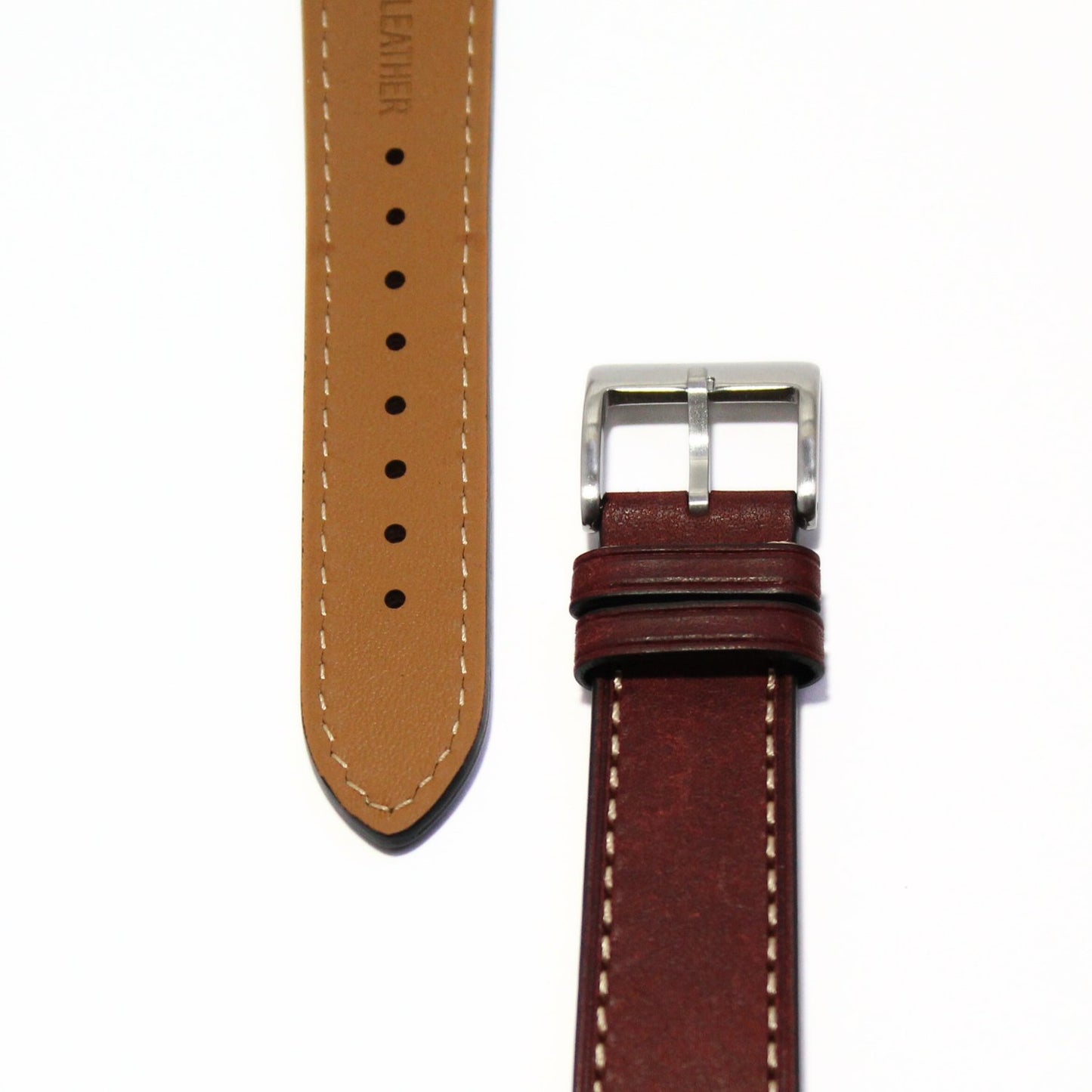 The Tuscan - Italian Pueblo Leather Watch Strap in Red closeup view