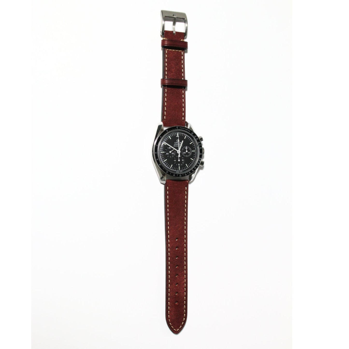 The Tuscan - Italian Pueblo Leather Watch Strap in Red - Contrasting Stitch