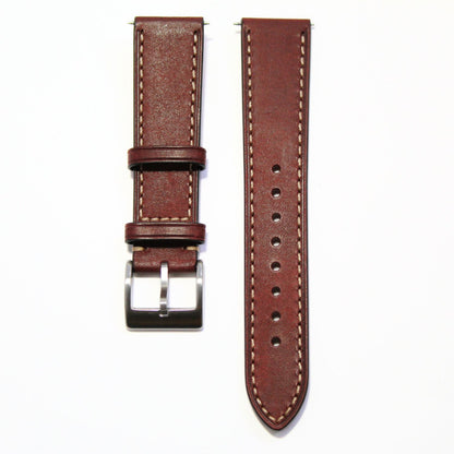 The Tuscan - Italian Pueblo Leather Watch Strap in Red front view