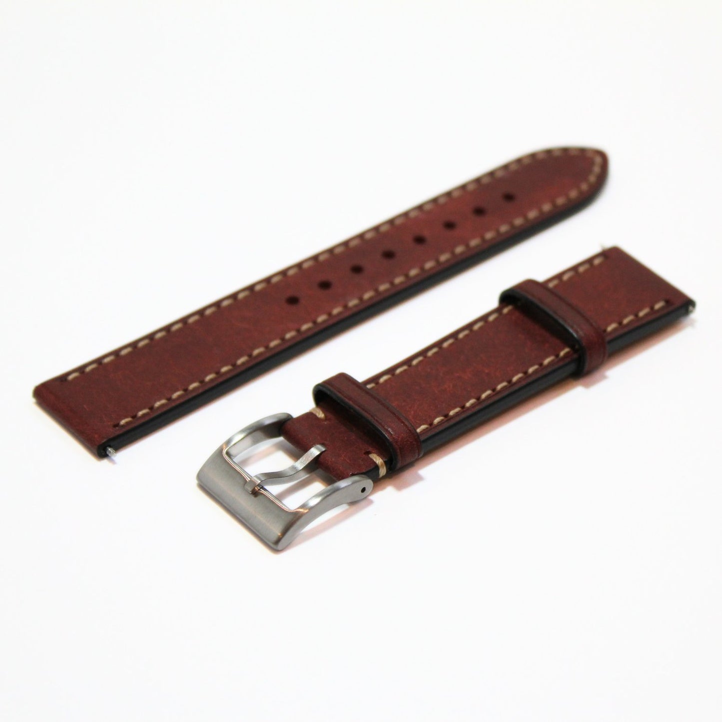 The Tuscan - Italian Pueblo Leather Watch Strap in Red oblique view