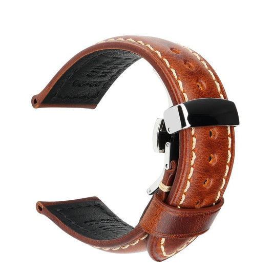 Vintage-style leather watch strap