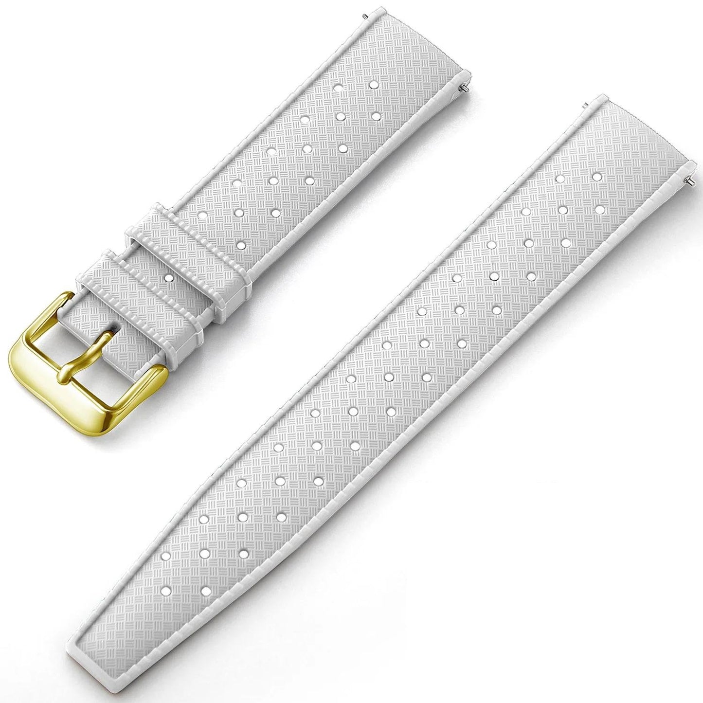 White Tropical Silicone Rubber Watch Strap - Gold Buckle