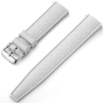 White Tropical Silicone Rubber Watch Strap - Silver Buckle