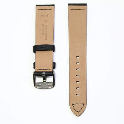 Winchester Handmade Smooth Padded Leather Watch Strap in Black back view