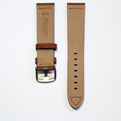 Winchester Handmade Smooth Padded Leather Watch Strap in Tan back view