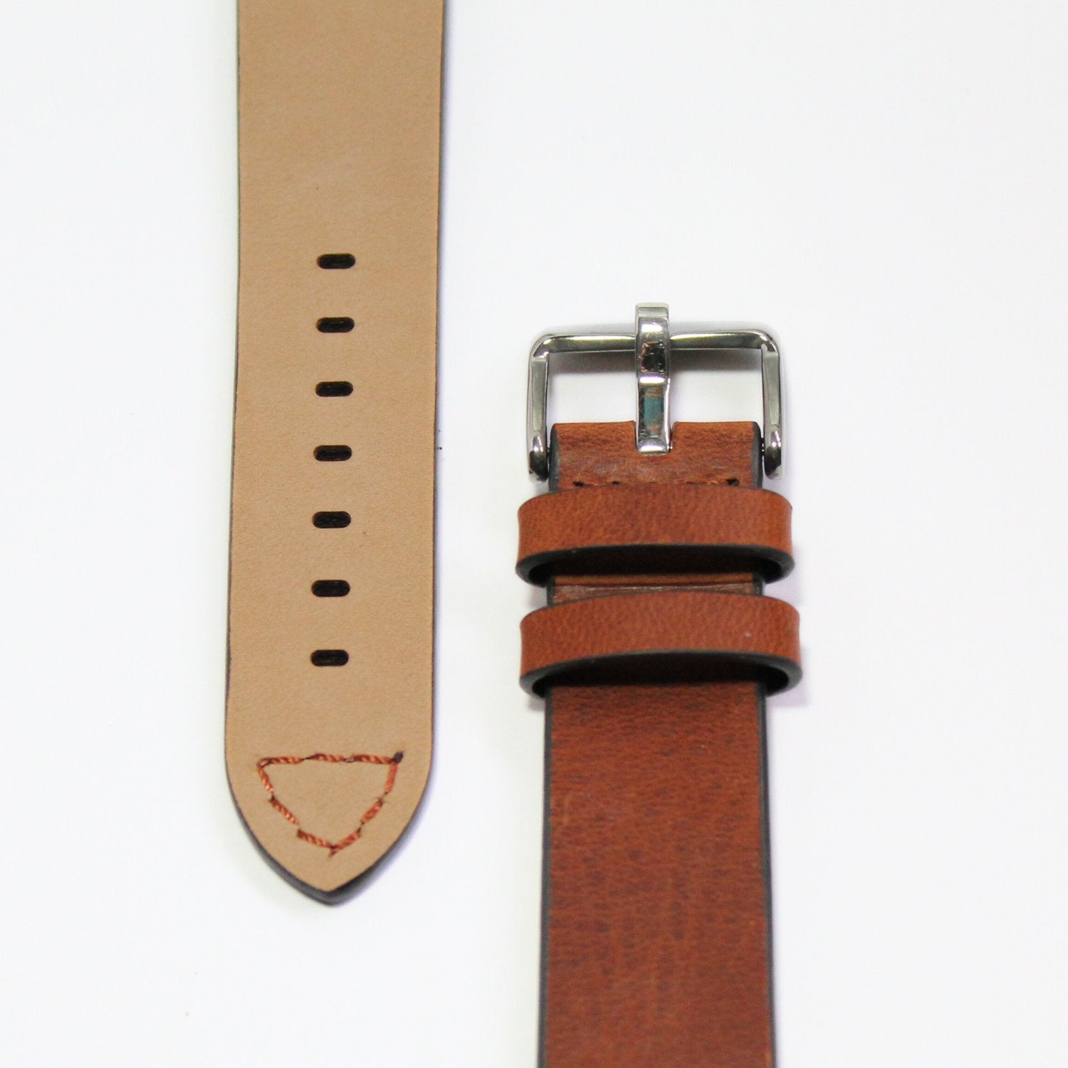 Winchester Handmade Smooth Padded Leather Watch Strap in Tan closeup view