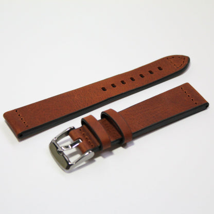 Winchester Handmade Smooth Padded Leather Watch Strap in Tan oblique view