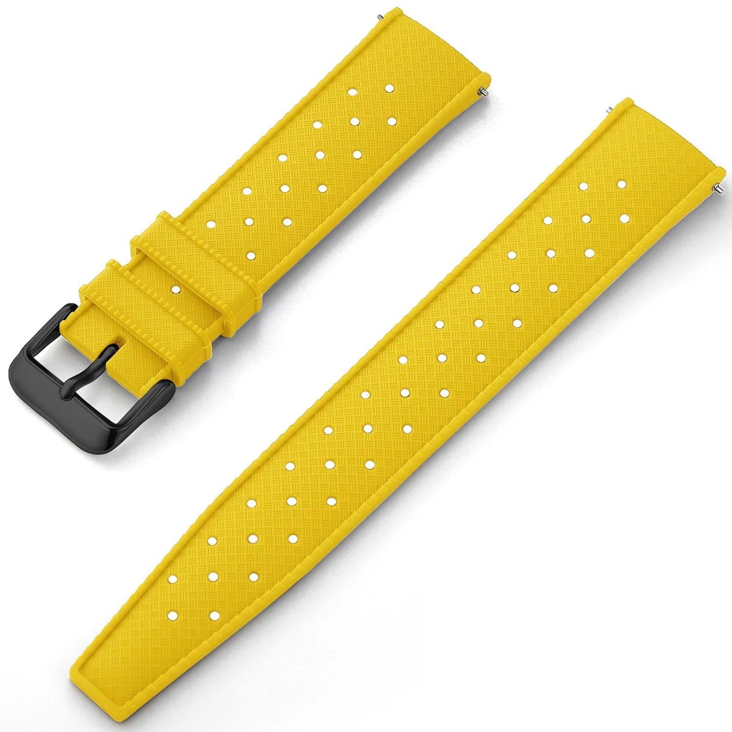 Yellow Tropical Silicone Rubber Watch Strap - Black Buckle